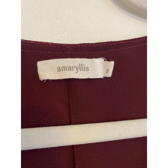 Amaryllis Burgundy Swiss Dot Long-Sleeve V-Neck Chiffon Babydoll Dress XL - Picture 2 of 7